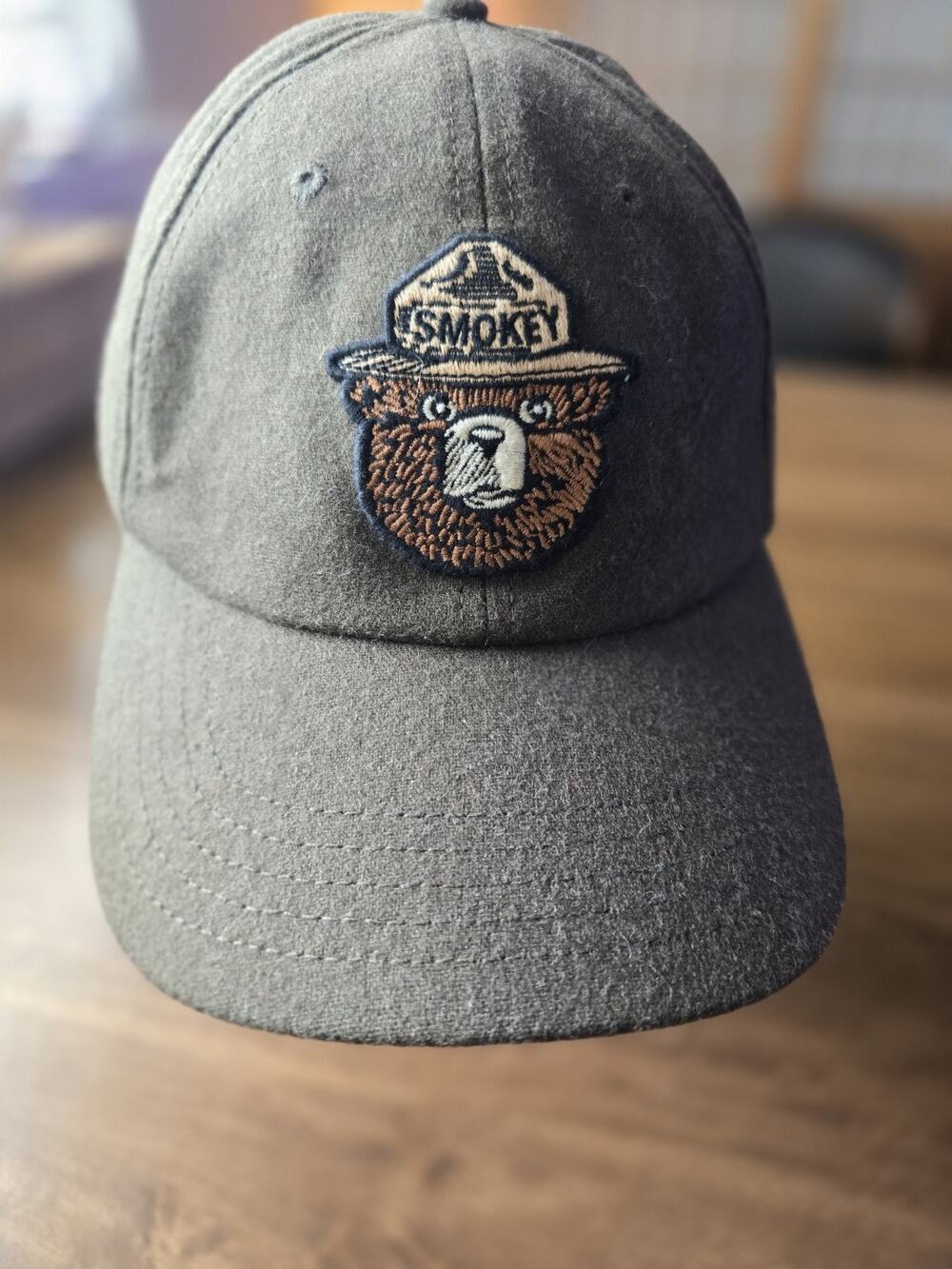 American Needle Smokey The Bear Roscoe Snapback Baseball Hat Cap Green Wool